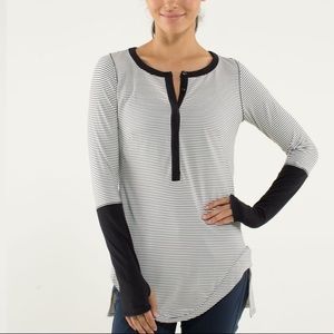 Lululemon urbanite Henley long sleeve hyper stripe angel wing / black